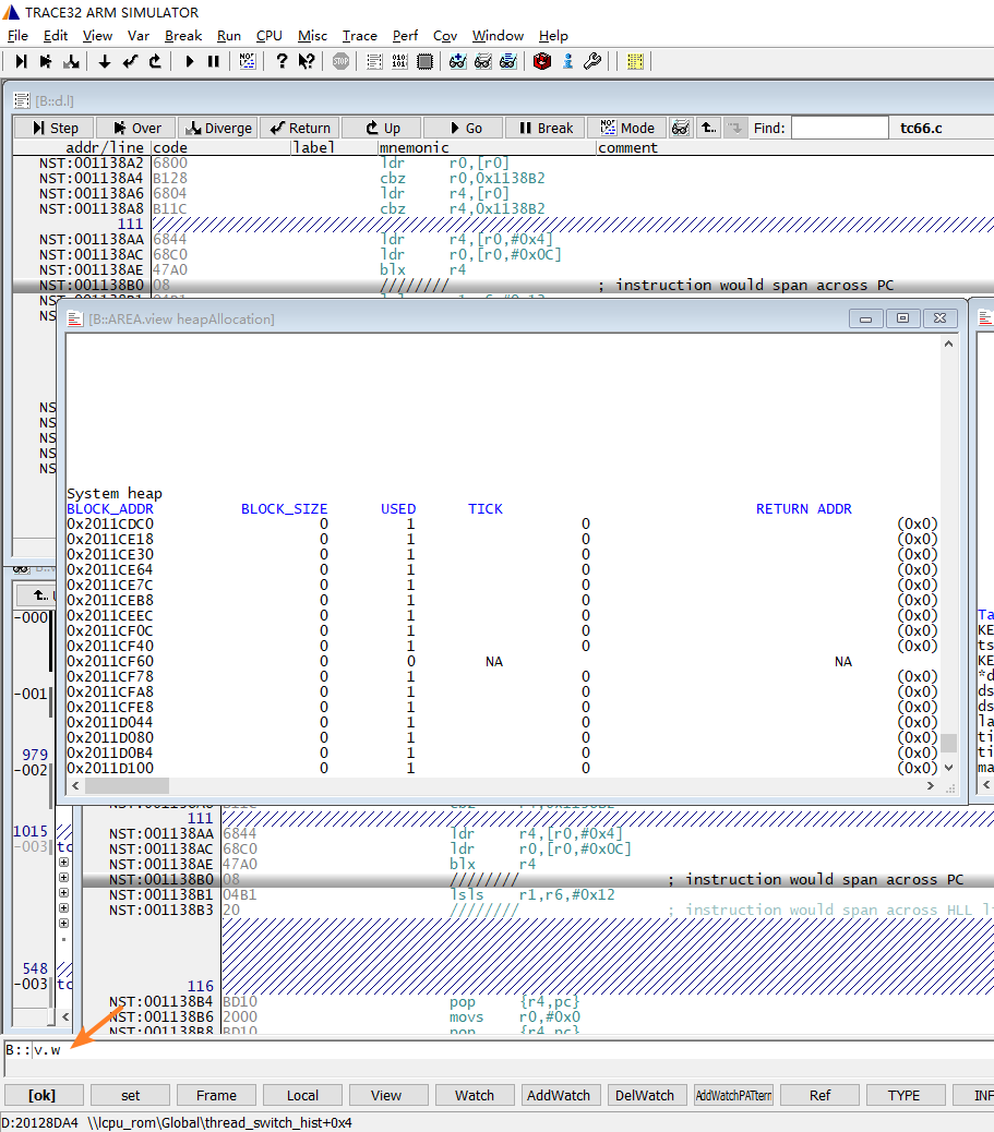 Input Command in Trace32