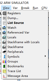 View Menu in Trace32